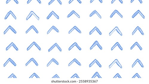Abstract Hand Drawn Childish Vector Pattern. Blue BrushArches on a White Background. Modern Irregular Geometric Seamless Pattern with Blue Checkmarks on a White Background. Abstract Waves Print. RGB.