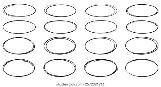 Abstract hand drawn circles. collection of hand drawn circular doodles. Set of hand drawn circles.