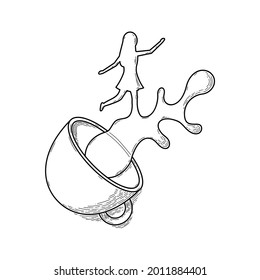 Abstract Hand Drawn Coffee Cup
With Splash Girl Woman Doodle Drink Takeaway Concept Vector Design Outline Style On White Background Isolated For Restaurant And Cafe