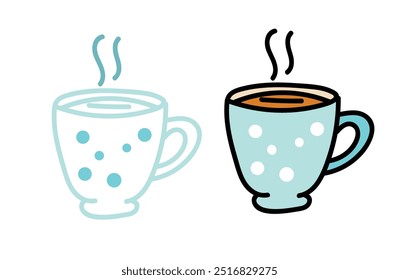Abstract hand drawn coffee cup icon isolated on white background. vector illustration eps 10.