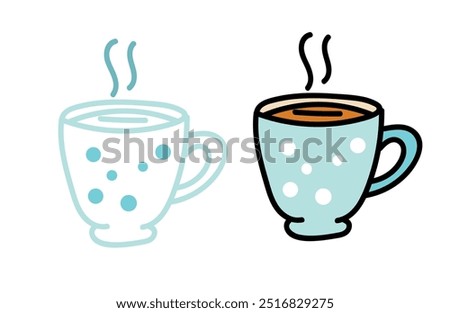 Abstract hand drawn coffee cup icon isolated on white background. vector illustration eps 10.