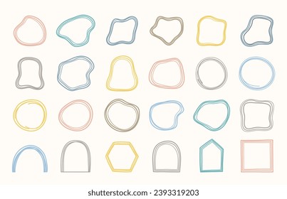 Abstract hand drawn colored doodle shapes collection, vector eps10 illustration