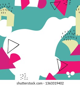 Abstract hand drawn colorful modern shapes background with empty text space.Vector artistic illustration for ad, banners, landing,cards, promotion, advertising,poster,web