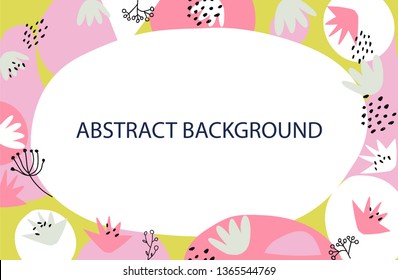 Abstract hand drawn colorful modern shapes background with empty text space.Vector artistic illustration for ad, banners, landing,cards, promotion, advertising,poster,web