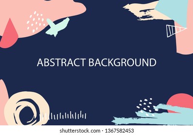 Abstract hand drawn colorful modern shapes background with empty text space.Vector artistic illustration for ad, banners, landing,cards, promotion, advertising,poster,web