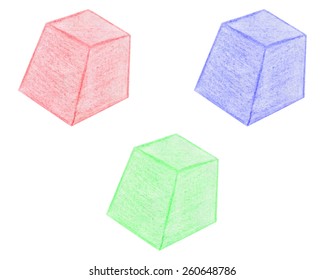 Abstract hand drawn colorful prisms