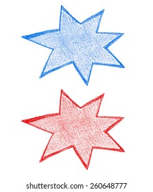 Abstract hand drawn colorful star stickers