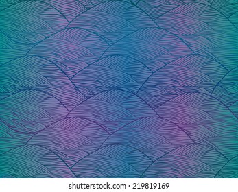 abstract hand drawn colorful waves seamless background pattern with pattern swatch