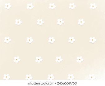 Abstract hand drawn daisy floral with earth tone background