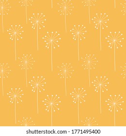 Abstract Hand Drawn Dandelion flower seamless pattern background. Vector Illustration EPS10