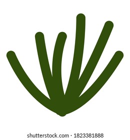 Abstract hand drawn dark green flower isolated. Forest and garden. Autumn and summer. Nature and ecology. Doodle cartoon style. Cactus and aloe vera. For templates, postcards, scrapbooking, prints