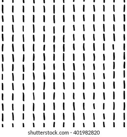 Abstract hand drawn dashed lines background. Seamless vector pattern. Black and white template.