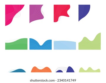 Abstract hand drawn decoration corner shapes set. Collection abstract corner shape. Vector illustration