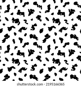 Abstract hand drawn doodle bold line, curly shapes. Wavy and curly dry brush strokes, vector seamless pattern. Messy doodles, bold curvy lines. Brushstrokes, smears, lines, squiggle pattern