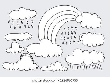Abstract Hand Drawn Doodle Cloud Vector Illustration