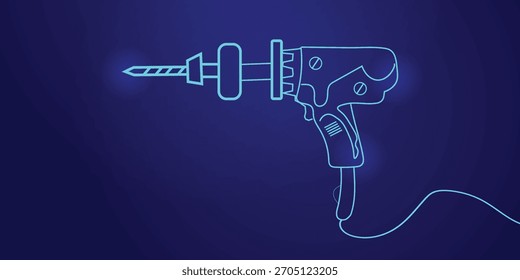 Taladro Abstractas de doodle dibujado a mano, contorno. Potente taladro de martillo rotativo con una broca para perforar y cincelar hormigón.Gmanuales, Ilustraciones vectoriales