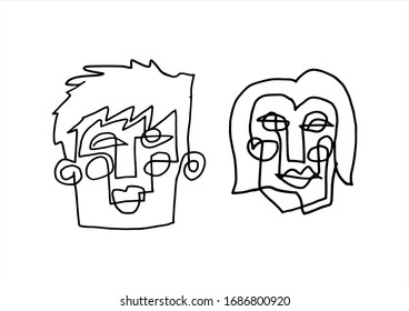 abstract hand drawn doodle face vector