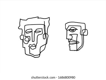 abstract hand drawn doodle face vector