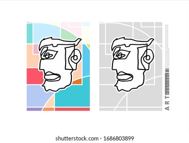 abstract hand drawn doodle face vector with colorful background for cover, banner, poster template