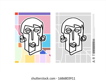 abstract hand drawn doodle face vector with colorful background for cover, banner, poster template