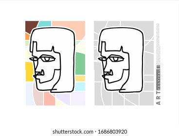 abstract hand drawn doodle face vector with colorful background for cover, banner, poster template