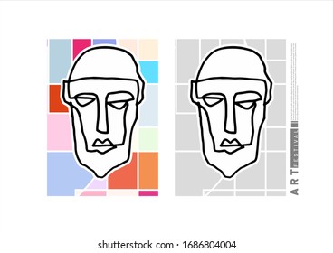 abstract hand drawn doodle face vector with colorful background for cover, banner, poster template