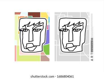 abstract hand drawn doodle face vector with colorful background for cover, banner, poster template