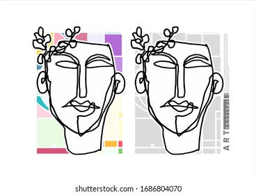 abstract hand drawn doodle face vector with colorful background for cover, banner, poster template