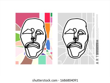 abstrakter, handgezeichneter, doodle Gesichtspunkt, Vektorgrafik mit buntem Hintergrund für Abdeckung, Banner, Plakatvorlage