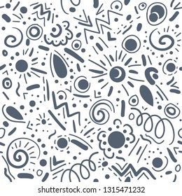 Abstract hand drawn doodle geometric elements vector seamless pattern for textile, wallpaper, background.