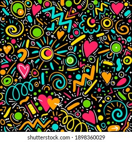 Resumen de elementos geométricos de doodle dibujados a mano vectorial sin fisuras para textil, papel pintado, fondo.
