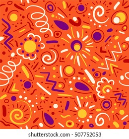 Abstract hand drawn doodle geometric elements vector seamless pattern for textile, wallpaper, background.