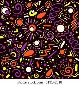 Abstract hand drawn doodle geometric elements vector seamless pattern for textile, wallpaper, background.