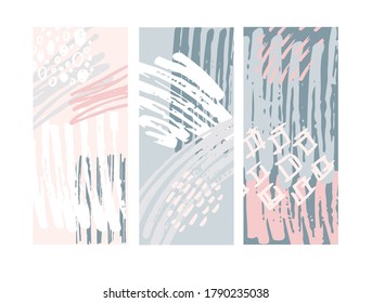 Abstract hand drawn doodle  pattern background art. Template brush splash set. Hand drawn  abstract set.