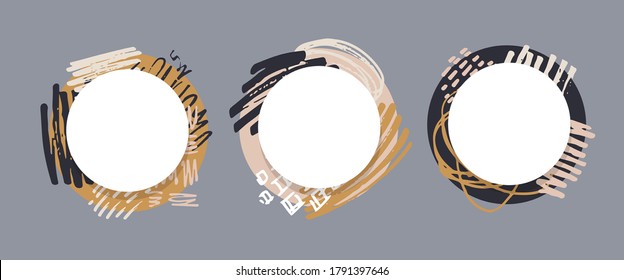 Abstract hand drawn doodle  pattern background art. Template brush splash set. Hand drawn  abstract set.
