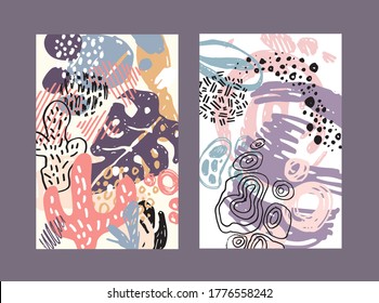 Resumen de elementos de diseño de plantillas de doodle dibujados a mano. Resumen conjunto de banner de bienvenida. Dibujo de fondo del patrón.