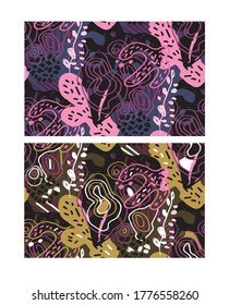 Resumen de elementos de diseño de plantillas de doodle dibujados a mano. Resumen conjunto de banner de bienvenida. Dibujo de fondo del patrón.