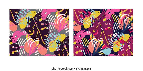 Abstrakte handgezeichnete Designelemente von Doodle-Vorlagen. Abstrakter Splash-Banner-Set. Muster-Hintergrundkunst.