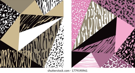 Abstract hand drawn doodle template brush art set. Template design elements.