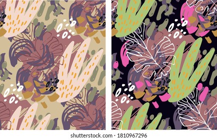 Abstract hand drawn doodle template design art. Autumn pattern background. Fall template abstract poster banner.