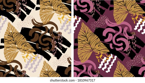 Abstract hand drawn doodle template design art. Autumn pattern background. Fall template abstract poster banner.
