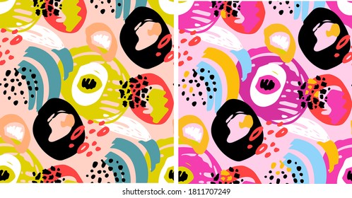 Abstract hand drawn doodle template design art. Autumn pattern background. Fall template abstract poster banner.