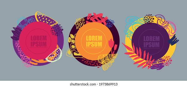 Abstract hand drawn doodle template design art. Autumn pattern background. Fall template abstract poster banner.