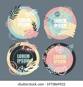 Abstract hand drawn doodle template design art. Autumn pattern background. Fall template abstract poster banner.