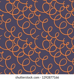 Abstract hand drawn doodle thin line wavy seamless pattern. Curly linear messy background. Vector illustration. 