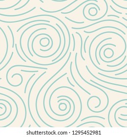 Abstract hand drawn doodle thin line wavy seamless pattern. Curly linear messy background. Vector illustration. 