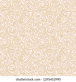 Abstract hand drawn doodle thin line wavy seamless pattern. Curly linear messy background. Vector illustration. 