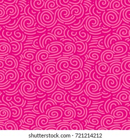 Abstract hand drawn doodle thin line wavy seamless pattern. Curly linear messy background. Vector illustration.