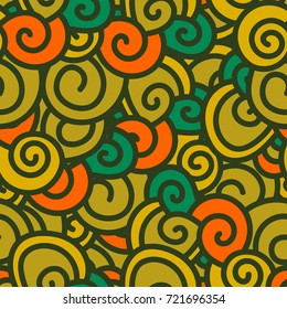 Abstract hand drawn doodle thin line wavy seamless pattern. Curly linear messy background. Vector illustration.