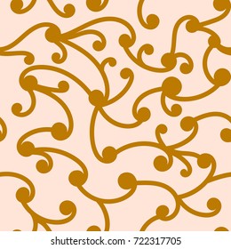 Abstract hand drawn doodle thin line wavy seamless pattern. Curly linear sky or sea messy background. Vector illustration.